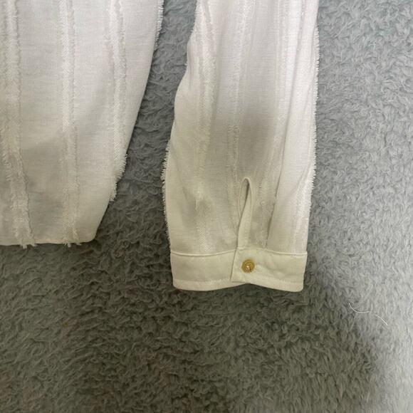 Maeve Anthropolgie Audre textured top long sleeve button cuff minimalist vneck M - Picture 5 of 13